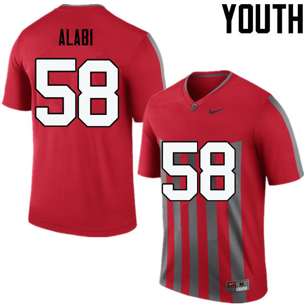 Ohio State Buckeyes Joshua Alabi Youth #58 Throwback Game Stitched College Football Jersey